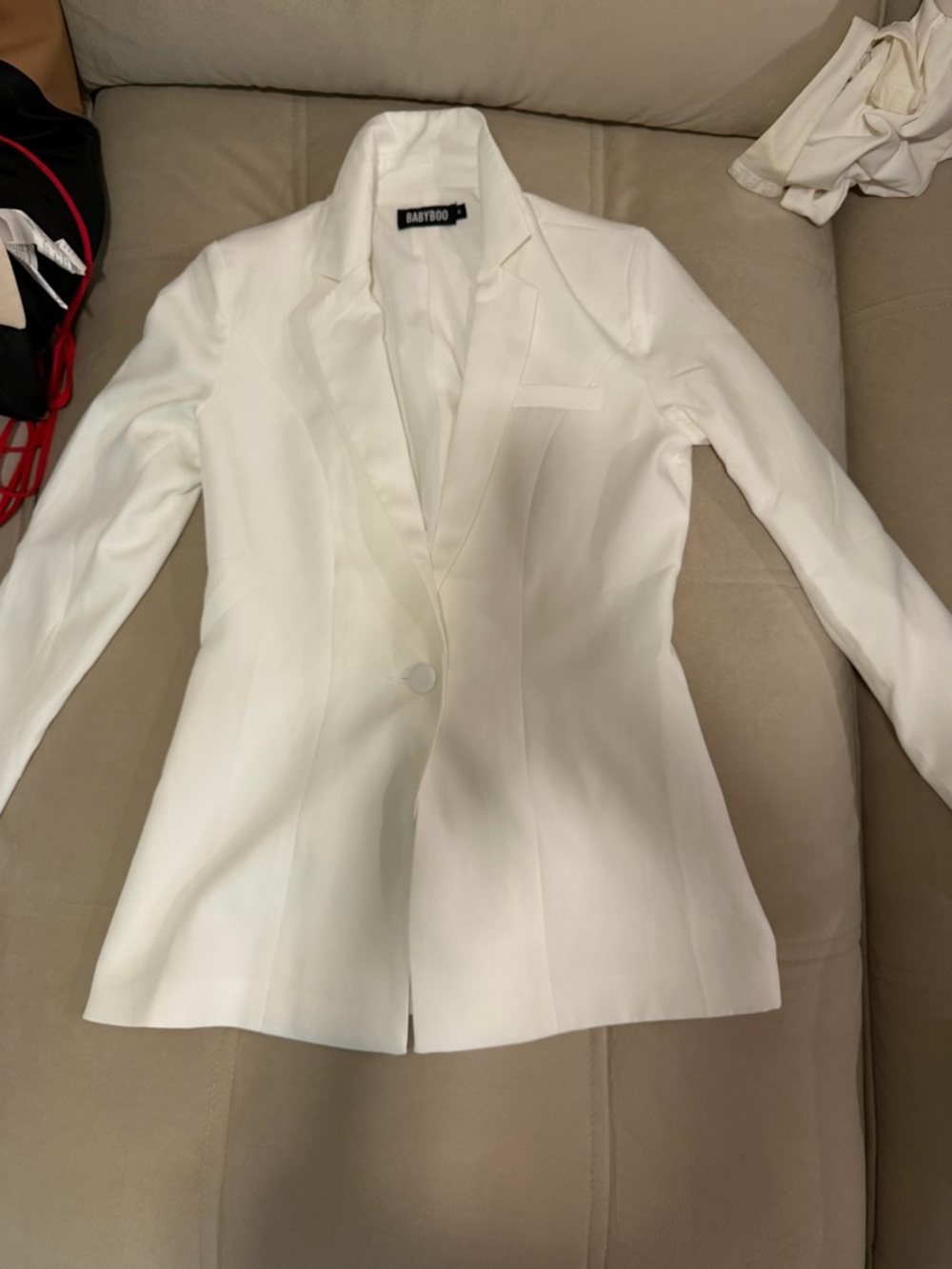 Babyboo Women's Cream Single-Button Blazer